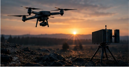Thematic defence and drone-detection engineering visual